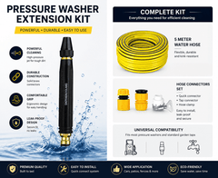 Pressure washer extension kit with hose and connectors on a white background